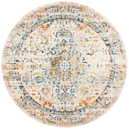 Safavieh 3 x 3 ft. Madison 400 Power Loomed Round Area Rug; Cream & Blue MAD474B-3R